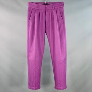 LABRUM Size 32 Purple Polyester Herringbone Pleated Dress Pants